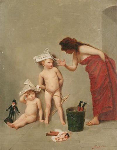 Painting – ‘Reproches: Le Bavard et Le Moniteur’ circa 1887